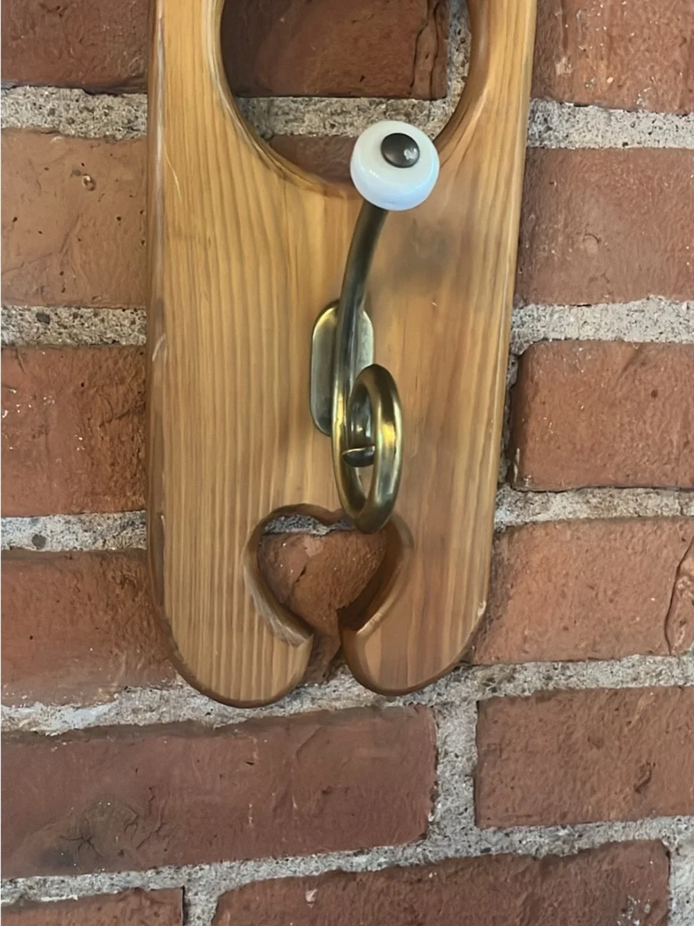 Antique Brass Hook on Natural Wood Wall Plate - Home Wall Decor Hooks